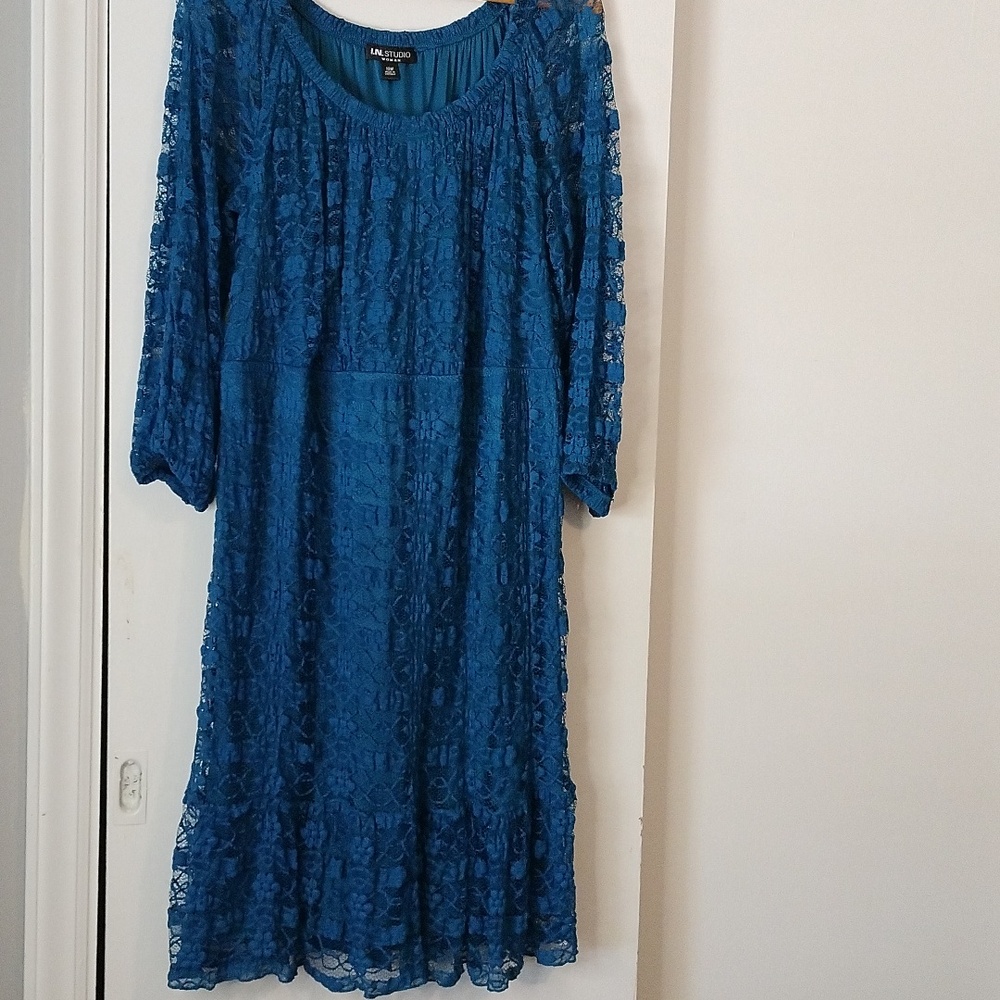 Turquoise lace dress